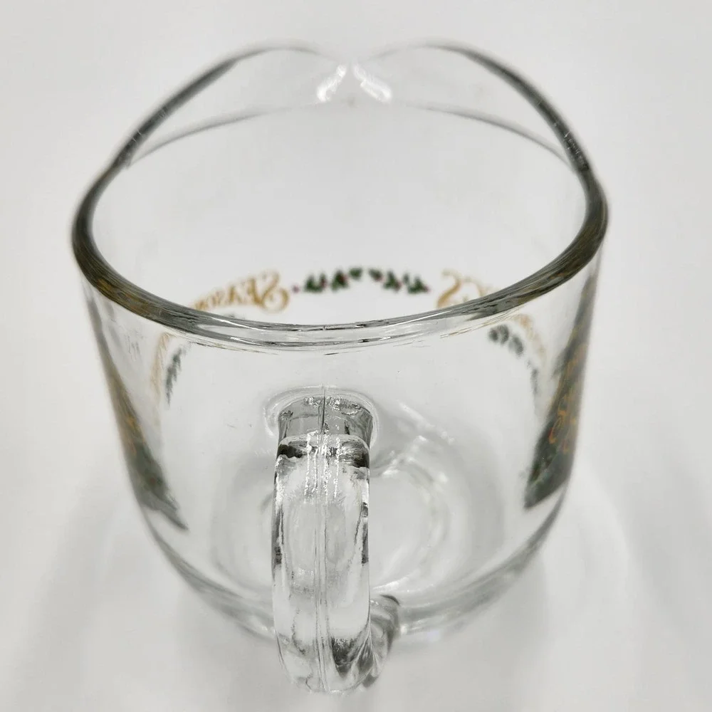 VTG Hometrends Anchor Hocking Glass Sugar & Cream Set Season Greetings Deadstock